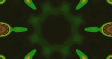 Parlak yeşil ve turuncu şekilli soyut desenler