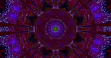 Dark Abstract Radial Kaleidoscope Pattern with Purple and Green Center