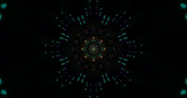 Merkezden dışarıya doğru yayılan renkli soyut desen