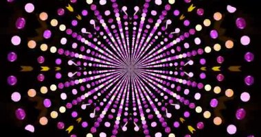 Radyal desenler ve şekiller içeren renkli soyut tasarım