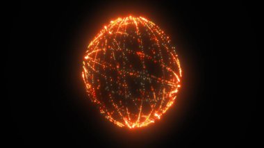 Birbirine bağlı çizgilerden oluşan parlayan küre