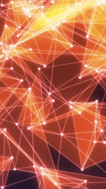 Birbirine bağlı turuncu renkli çizgiler ve şekiller içeren soyut resim