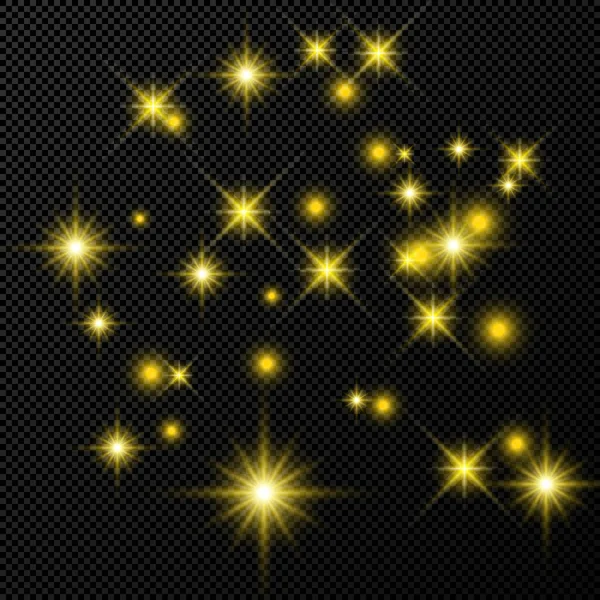 Gold backdrop with stars and dust sparkles — Stock Vector