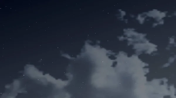 Cielo nocturno con nubes y muchas estrellas — Vector de stock