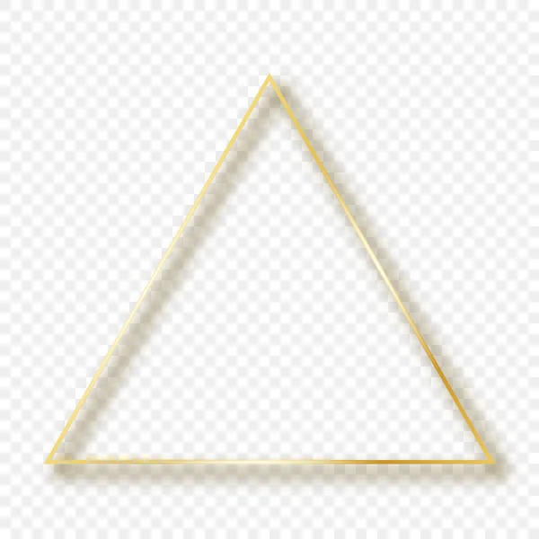 Gold glowing triangle frame with shadow — Stock Vector