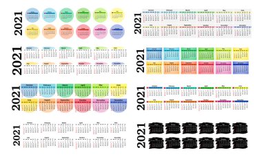 2021 takvimi beyaz arkaplanda izole edildi