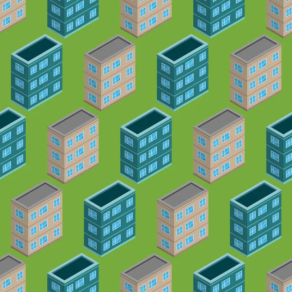 Isometric building seamless pattern