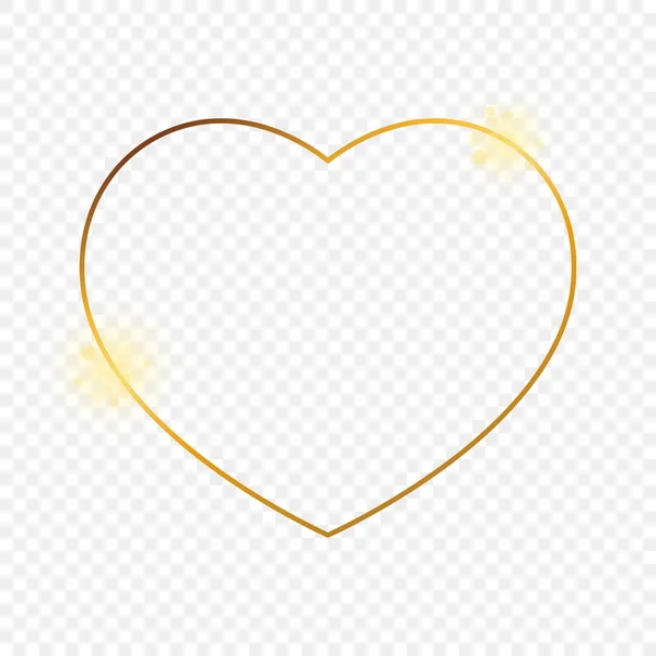 Goud gloeiende hart vorm frame — Stockvector