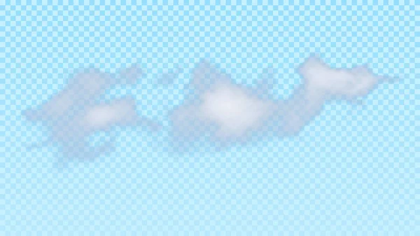 Nuvola Realistica Isolata Sfondo Blu Trasparente Elemento Naturale Decorazione Dei — Vettoriale Stock
