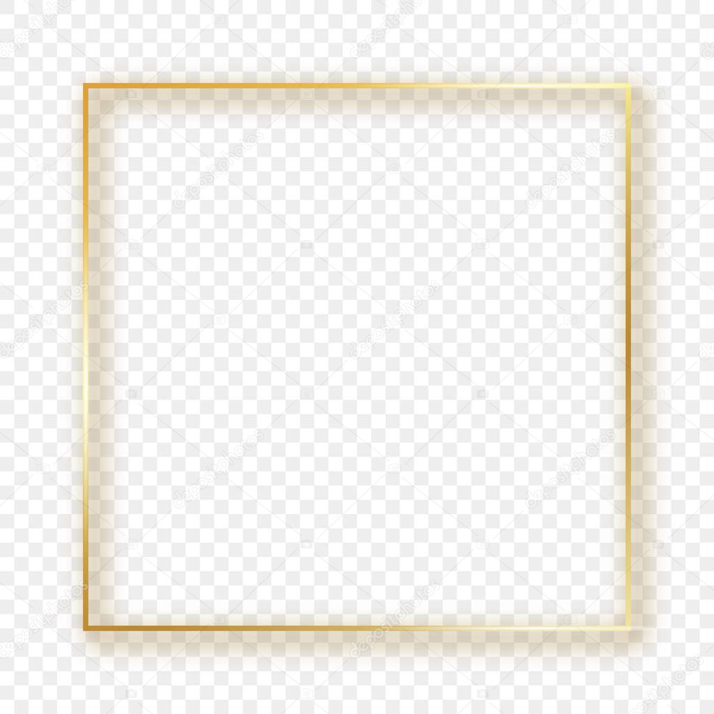 Gold glowing square frame with shadow