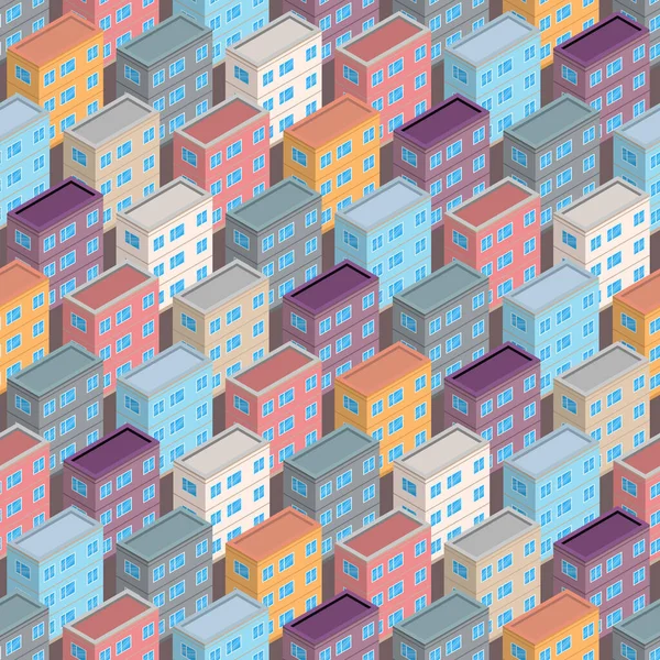 Isometric building seamless pattern