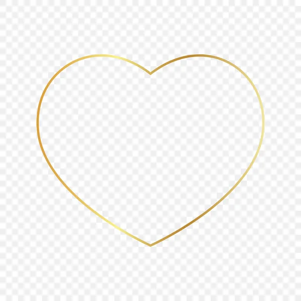 Gold glowing heart shape frame — Stock Vector