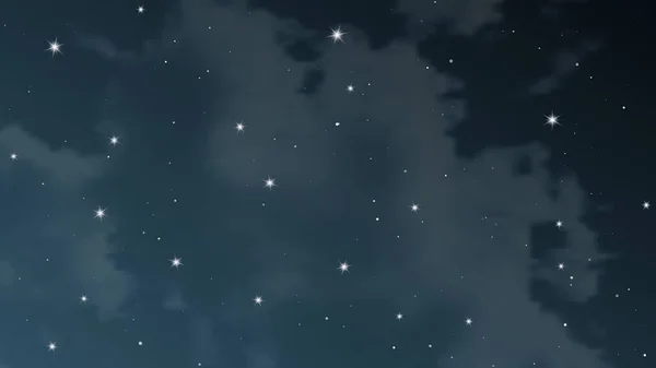 Nacht hemel met wolken en vele sterren — Stockvector