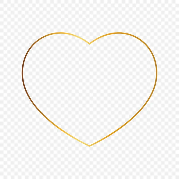 Gold glowing heart shape frame — Stock Vector