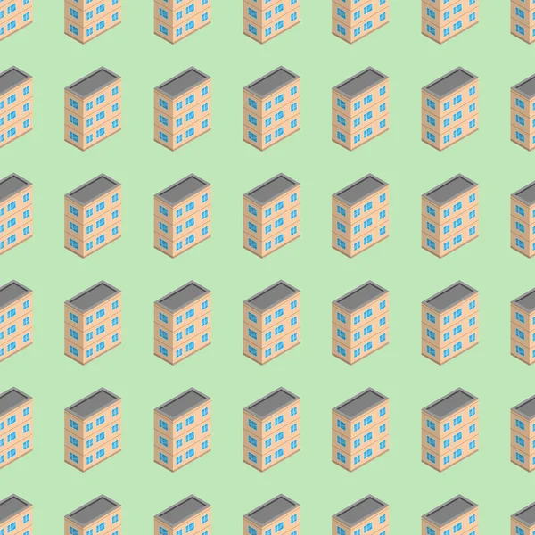 Isometric building seamless pattern