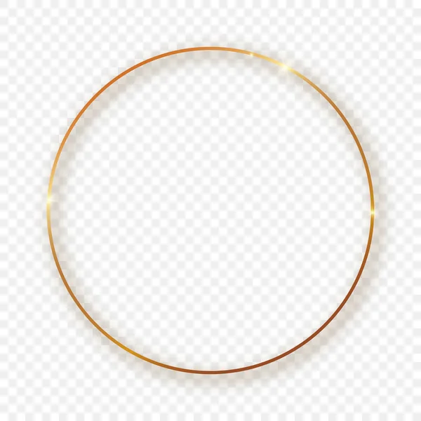 Guld glödande cirkel ram med skugga — Stock vektor