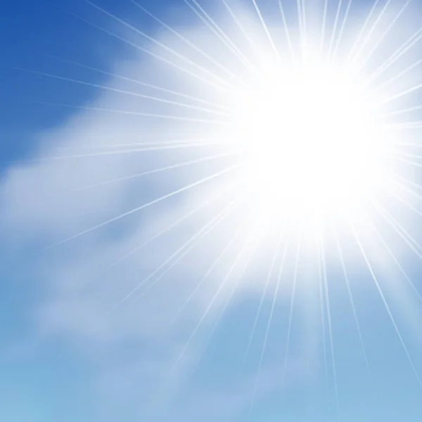 Fundo Natural Com Nuvens Sol Céu Azul Nuvem Realista Fundo — Vetor de Stock