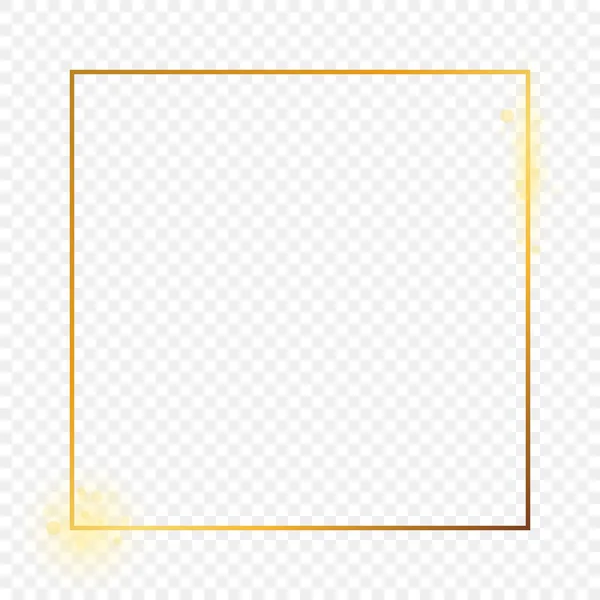 Χρυσό Λαμπερό Τετράγωνο Πλαίσιο Απομονώνονται Διαφανές Φόντο Γυαλιστερό Πλαίσιο Λαμπερά — Διανυσματικό Αρχείο