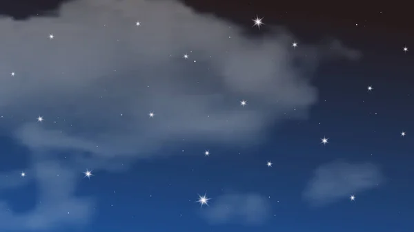 Cielo Nocturno Con Nubes Muchas Estrellas Fondo Abstracto Naturaleza Con — Vector de stock