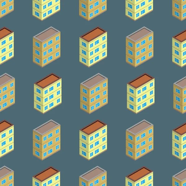 Isometric building seamless pattern