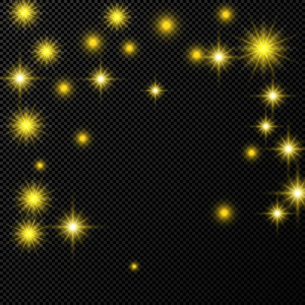 Золотий фон з зірками і пиловими блискітками — стоковий вектор