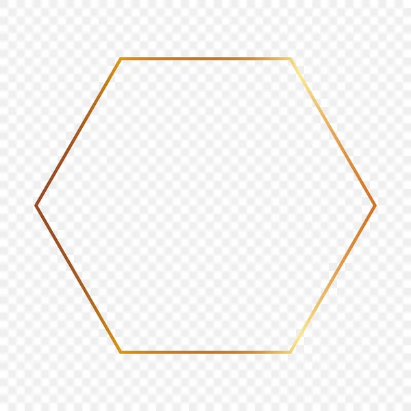 Goud gloeiende zeshoek frame — Stockvector