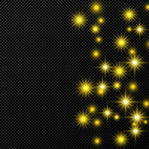 Золотий фон з зірками і пиловими блискітками — стоковий вектор