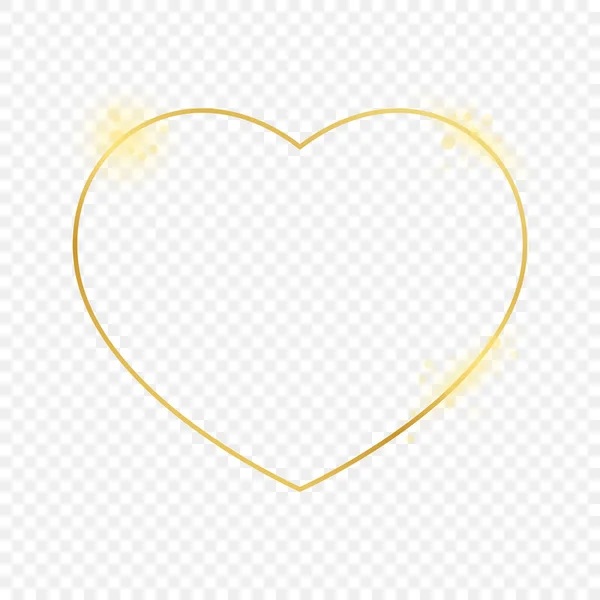 Gold glowing heart shape frame — Stock Vector