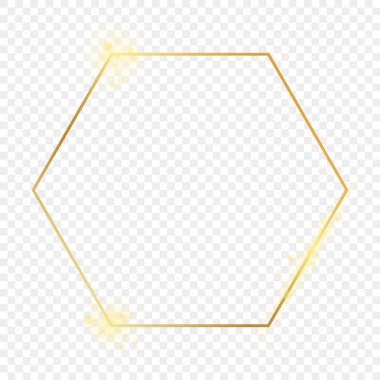 Altın parıldayan altıgen çerçeve