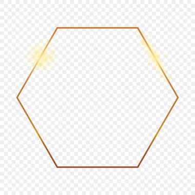 Altın parıldayan altıgen çerçeve