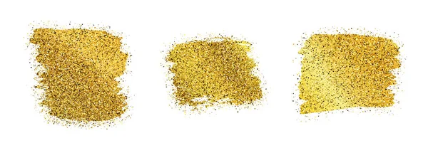 Set aus drei goldenen glitzernden Schmierereien — Stockvektor