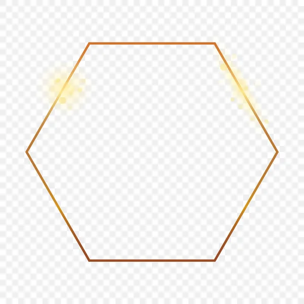 Золота сяюча шестикутна рамка — стоковий вектор