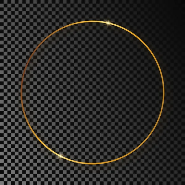 Gouden gloeiende cirkel frame met schaduw — Stockvector