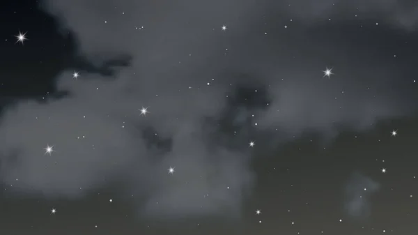 Nachthimmel mit Wolken und vielen Sternen — Stockvektor