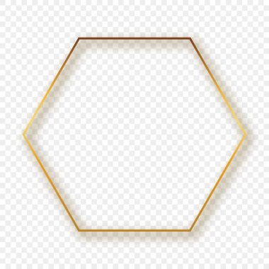 Gölgeli altın parıldayan altıgen çerçeve