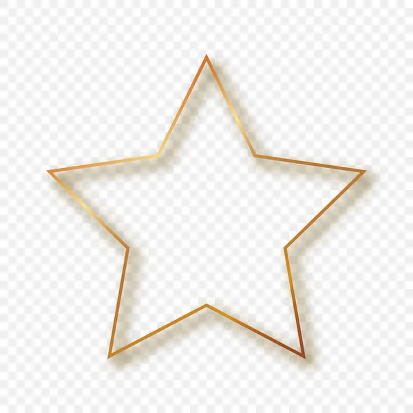 Marco de forma de estrella brillante de oro con sombra — Vector de stock