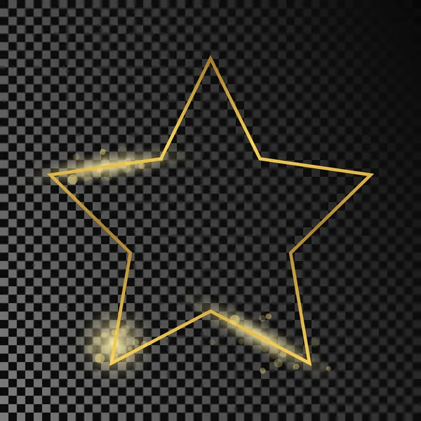 Gold glowing star shape frame — Stock Vector