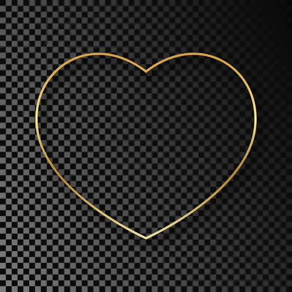 Arany izzó szív alakú keret árnyék — Stock Vector
