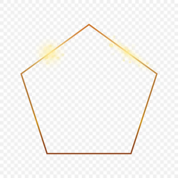 Oro incandescente cornice a forma di pentagono — Vettoriale Stock