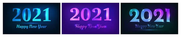2021 Happy New Year neon background — Stock Vector
