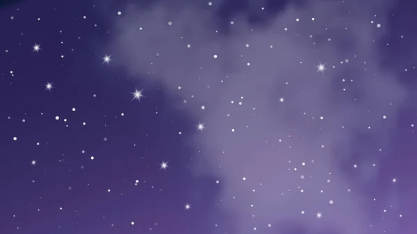 Cielo nocturno con nubes y muchas estrellas — Vector de stock