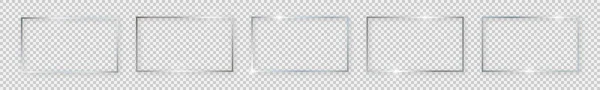 Срібна блискуча прямокутна рамка — стоковий вектор