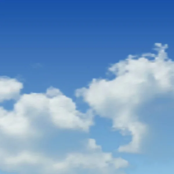 青空に雲と自然背景 青い背景にリアルな雲 ベクターイラスト — ストックベクタ