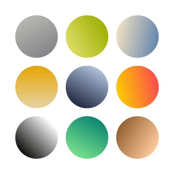 Esferas Redondas Gradientes Conjunto Nueve Degradados Multicolores Moda Ilustración Vectorial — Vector de stock