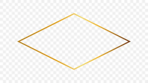 Guld Glödande Romb Form Ram Isolerad Transparent Bakgrund Glänsande Ram — Stock vektor