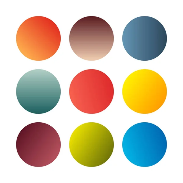 Esferas Redondas Gradientes Conjunto Nueve Degradados Multicolores Moda Ilustración Vectorial — Vector de stock