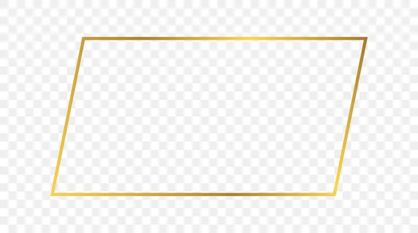 Złoto Świecące Prostokątny Kształt Ramki Izolowane Przezroczystym Tle Błyszcząca Rama — Wektor stockowy