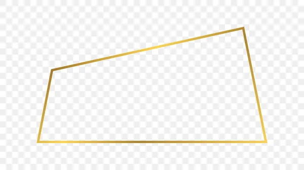 Cornice Trapezoidale Incandescente Oro Isolata Sfondo Trasparente Cornice Lucida Con — Vettoriale Stock