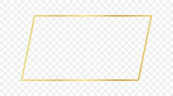 Gold Glühende Rechteckige Form Rahmen Isoliert Auf Transparentem Hintergrund Glänzender — Stockvektor