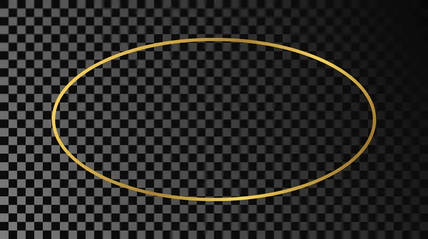 Χρυσό Λαμπερό Οβάλ Πλαίσιο Σχήμα Απομονώνονται Σκούρο Διαφανές Φόντο Γυαλιστερό — Διανυσματικό Αρχείο
